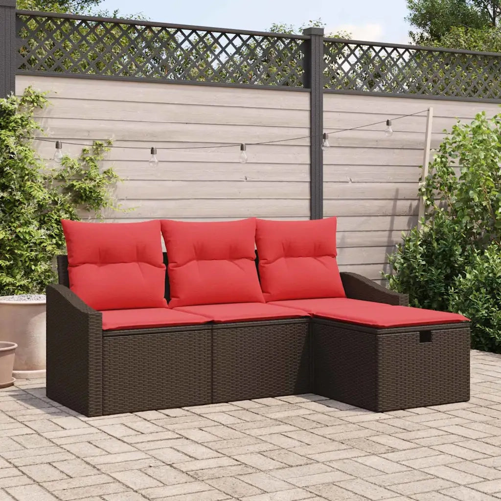 Set di divani 4 pz Marrone Poly Rattan 3359253