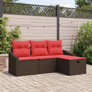 Set di divani 4 pz Marrone Poly Rattan 3359253