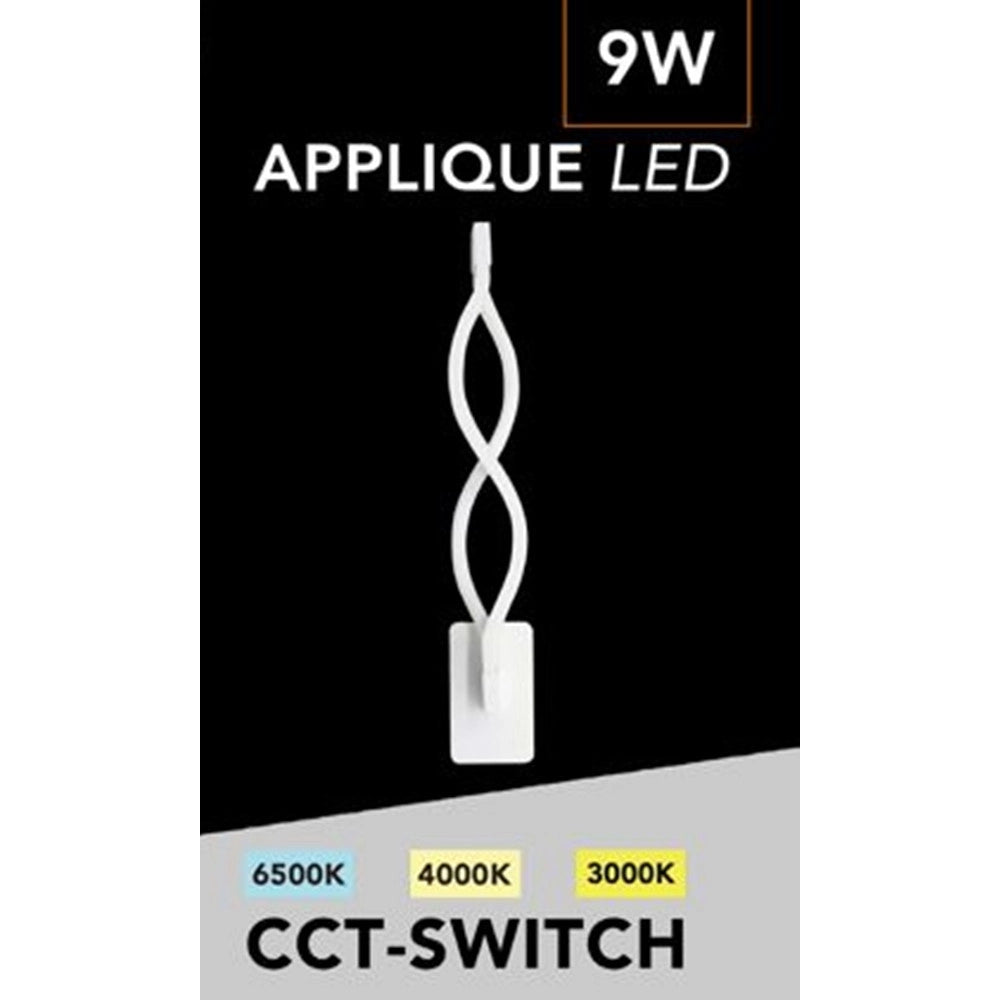Trade Shop - Applique A Led Lampada Da Parete 9 Watt Ip20 720lm Cct Switch 6500k-4000k-3000k E16-3c -