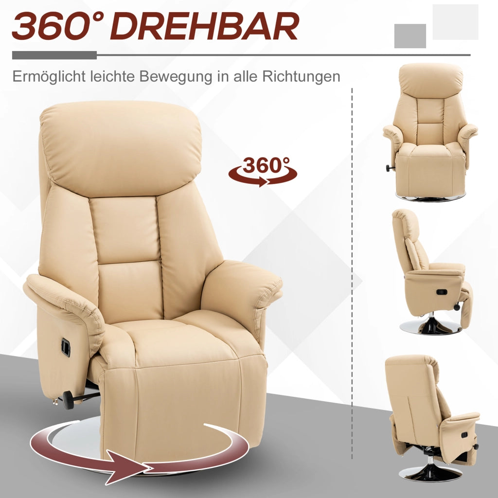 Poltrona Relax Massaggiante Reclinabile ¨C Zephmum ¨C Beige Similpelle 78x80x109