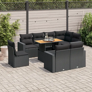 Set Divani da Giardino 9 pz con Cuscini Nero in Polyrattan 3327051
