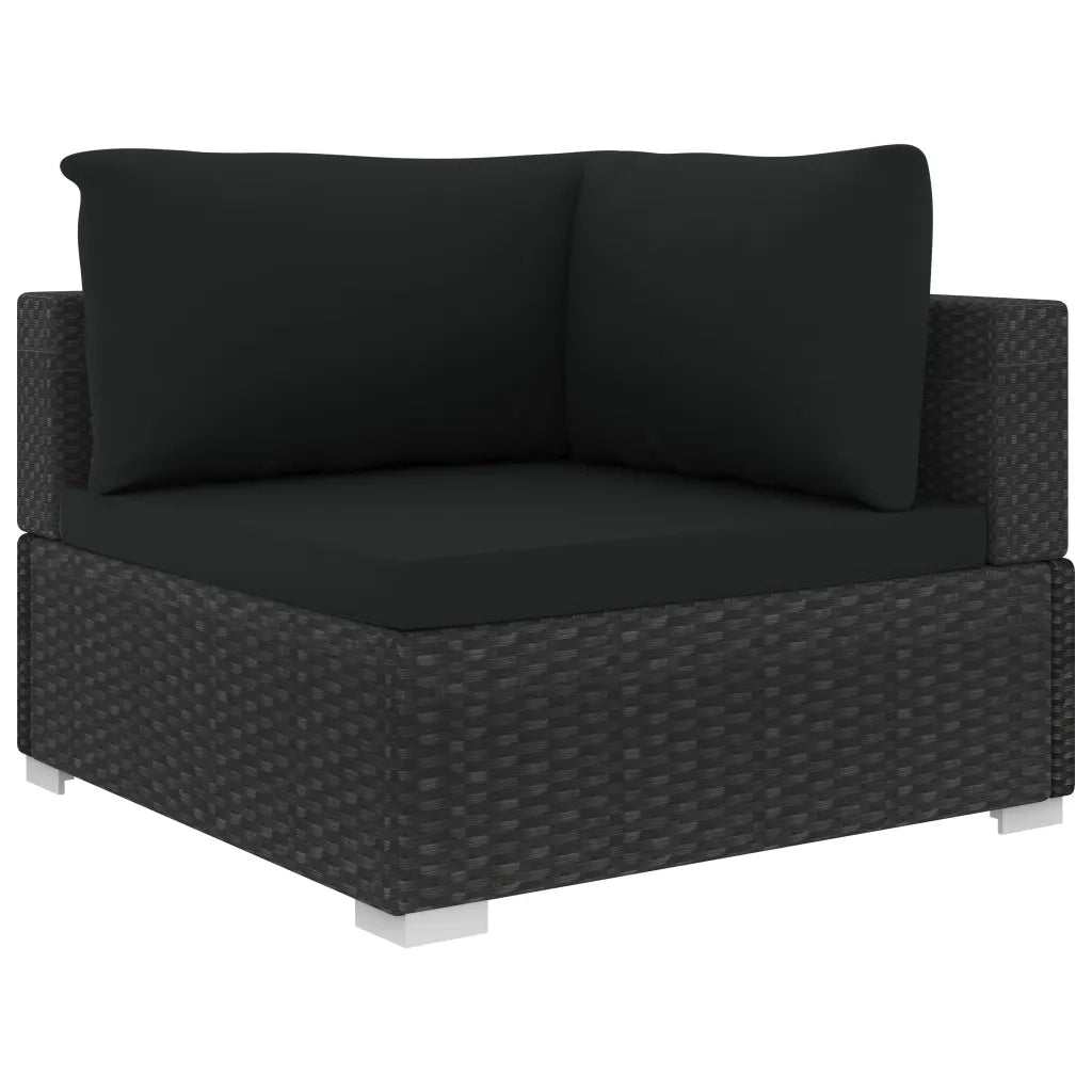 Set Divani da Giardino 5 pz con Cuscini in Polyrattan Nero cod mxl 32040
