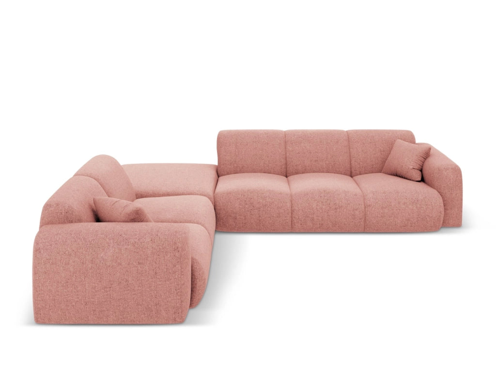 Cosmopolitan Design - Divano angolare sinistro "Nolio" 4 posti in ciniglia rosa 