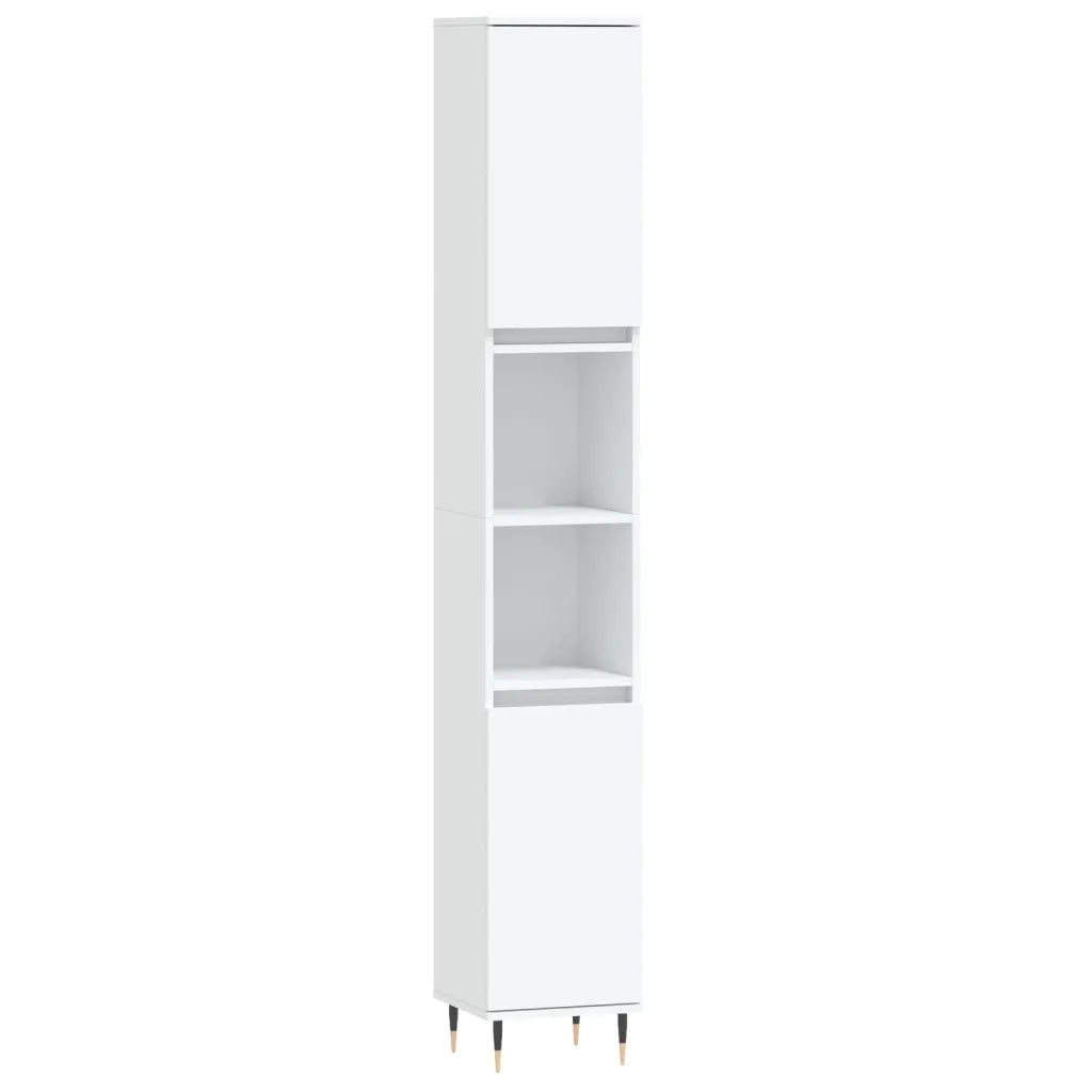 Set Mobili da Bagno | Armadio da bagno 3 pz Bianco in Legno Multistrato