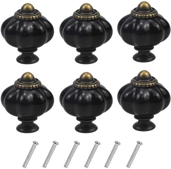 Accessori per mobili - Decorative maniglie - Maniglie per mobili - Decorative maniglie in vetro - Nero - Accessori per mobili - Ideali per comodini e cassetti