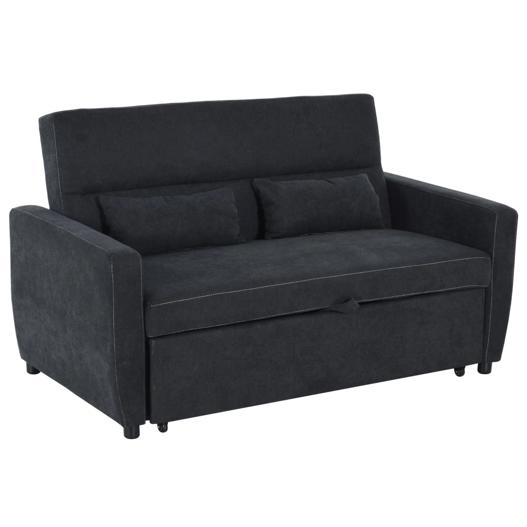 Divano letto 2 posti imbottito regolabile ¨C zephmum ¨C nero similpelle