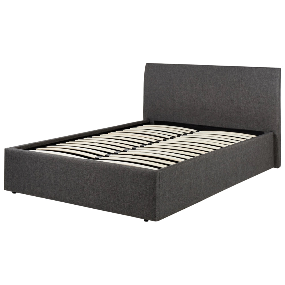 Letto matrimoniale Imbottito in Tessuto grigio con testiera e contenitore 120 x 200 cm stile elegante