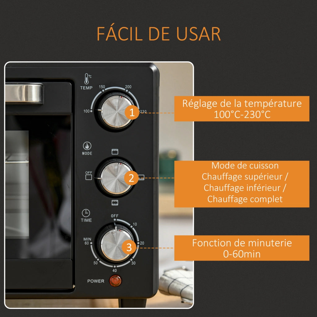 Forno Elettrico da Tavolo 21L ¨C Xylo ¨C 1400W Timer 60min Temperatura 230¡ãC Nero