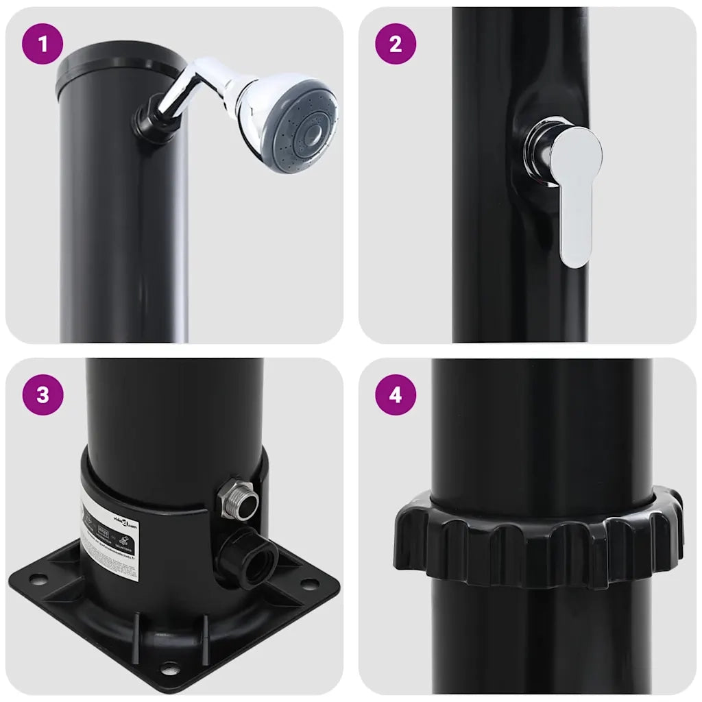 Doccia Solare da Esterno Nero 217 cm PVC e Alluminio CFW4111543