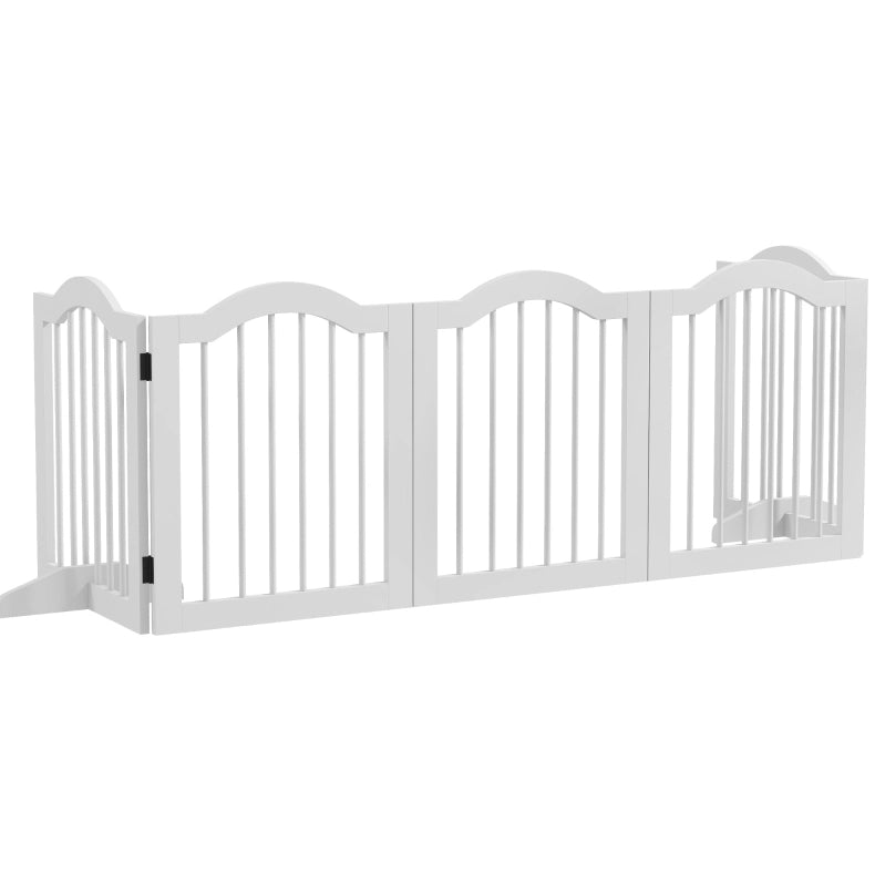 Cancelletto per cani pieghevole in legno e MDF bianco
