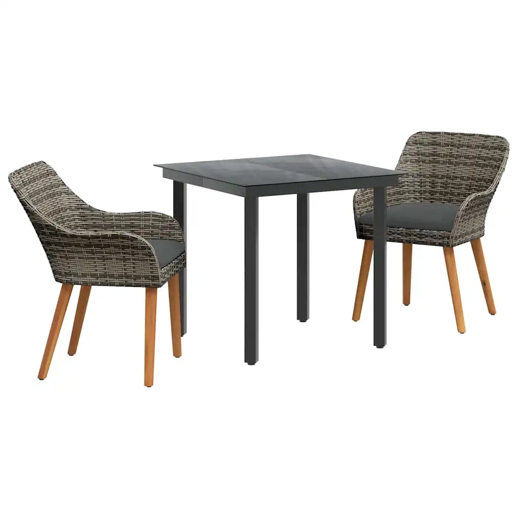 Set da Pranzo per Giardino con cuscino 3 pcs Grigio polyrattan 3261684