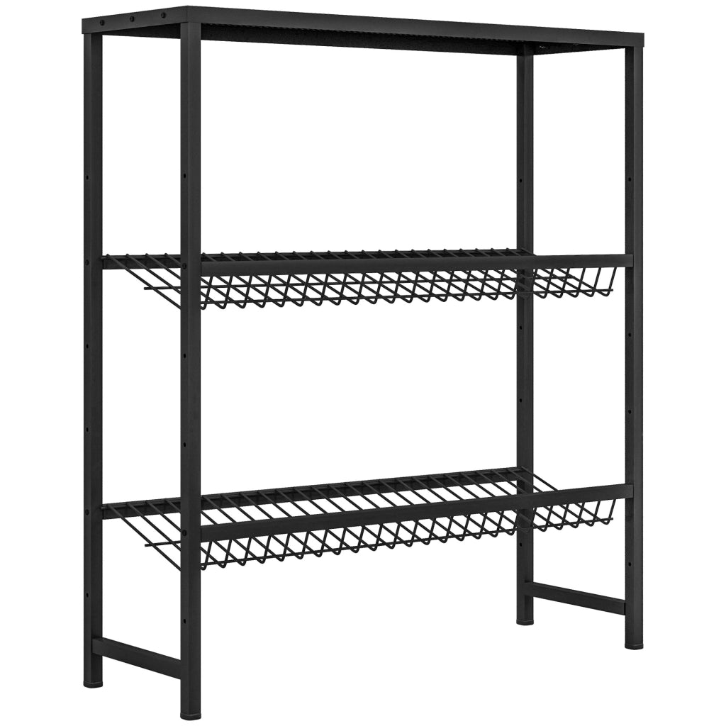 Scaffale portasistemi per cassette bevande freestanding, 3 ripiani, acciaio nero, 103 x 33 x 113,5 cm
