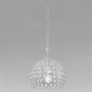 Trade Shop - Lampadario Sospeso Tondo Cupola Lampada Mezza Sfera Cristalli Luce E27 Argento 32378 -