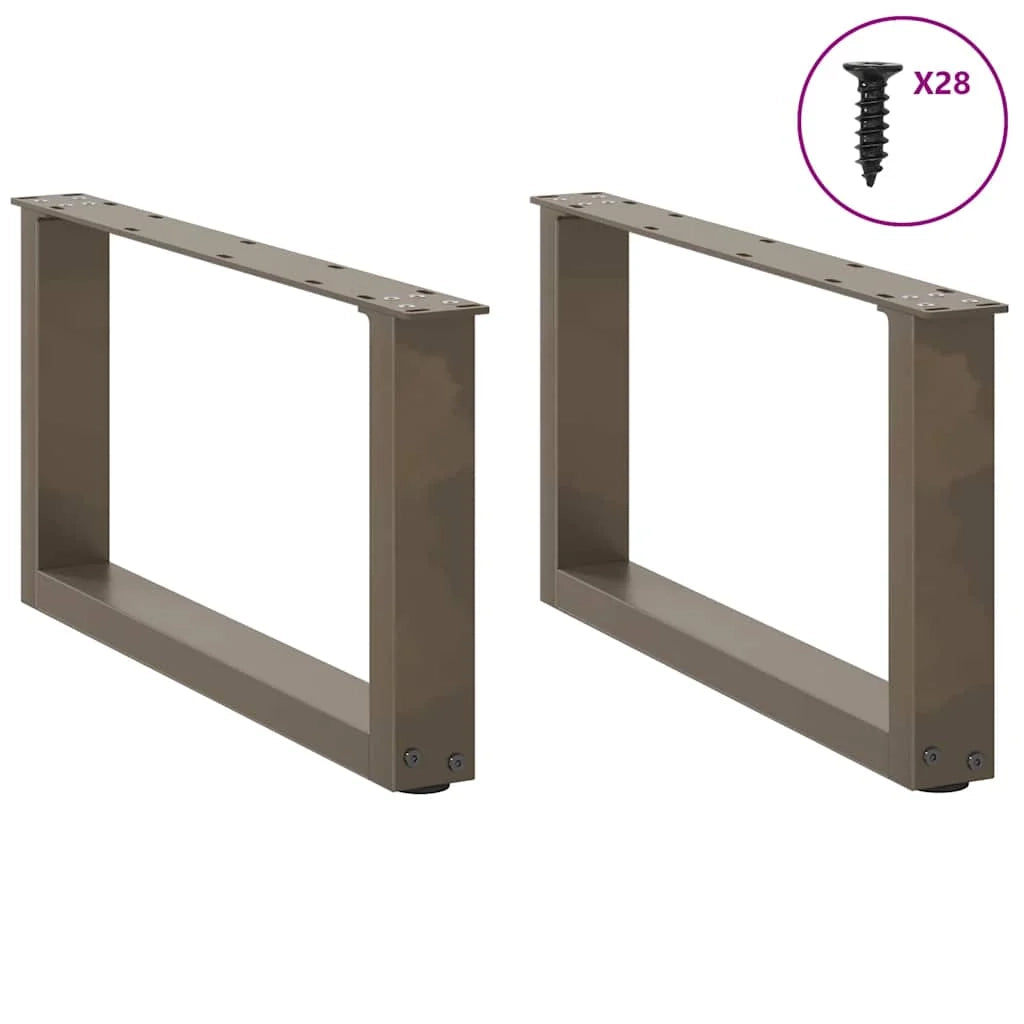 Set di 2 gambe robuste per tavolino da caffè a forma di U 70 x 30 cm con piedini regolabili stile moderno acciaio naturale 02_0057387