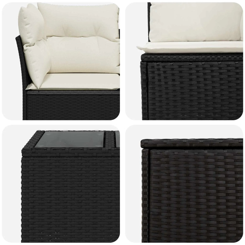 Set di divani 6 pz Nero e Bianco Crema 3447335