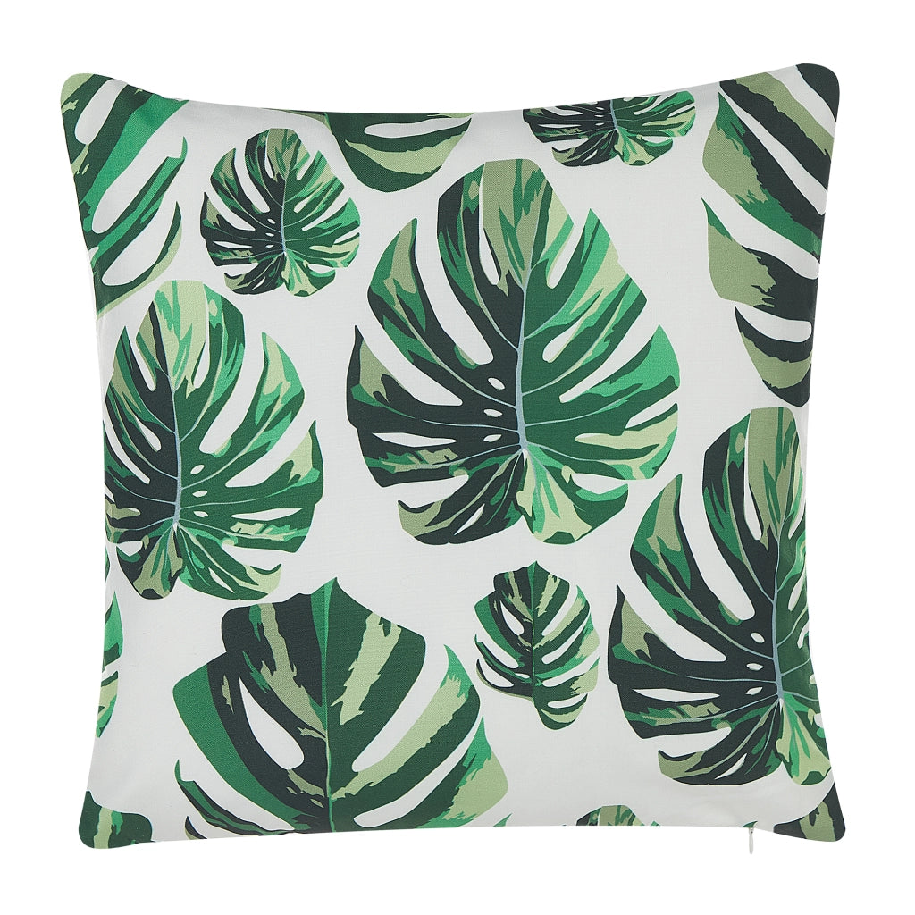 Set di 2 cuscini da esterno in poliestere verde 45 x 45 cm motivo foglia Monstera stampa giardino patio
