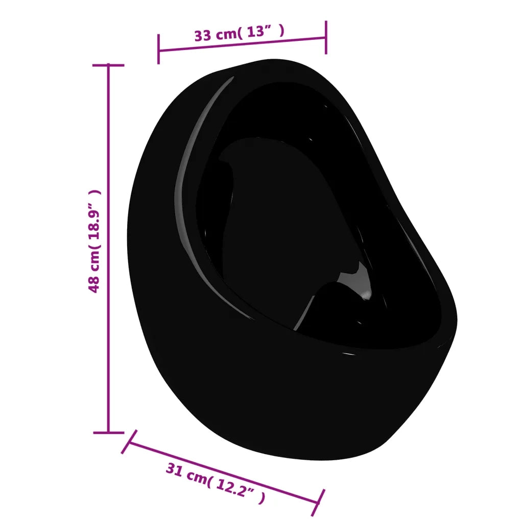 Orinatoio Sospeso con Sciacquone in Ceramica Nero
