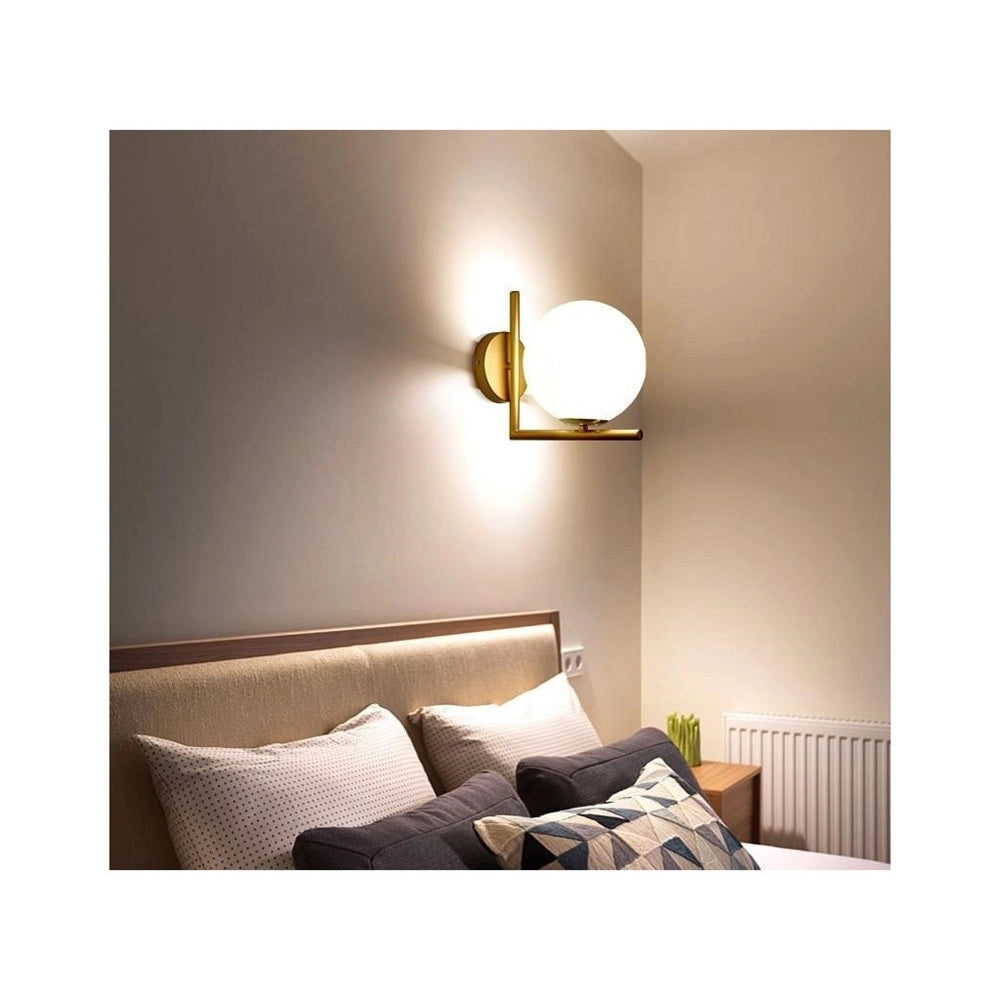 Trade Shop - Applique Parete Attacco G9 Sfera Vetro Metallo Oro Lampada Moderno Minimal 32842 -