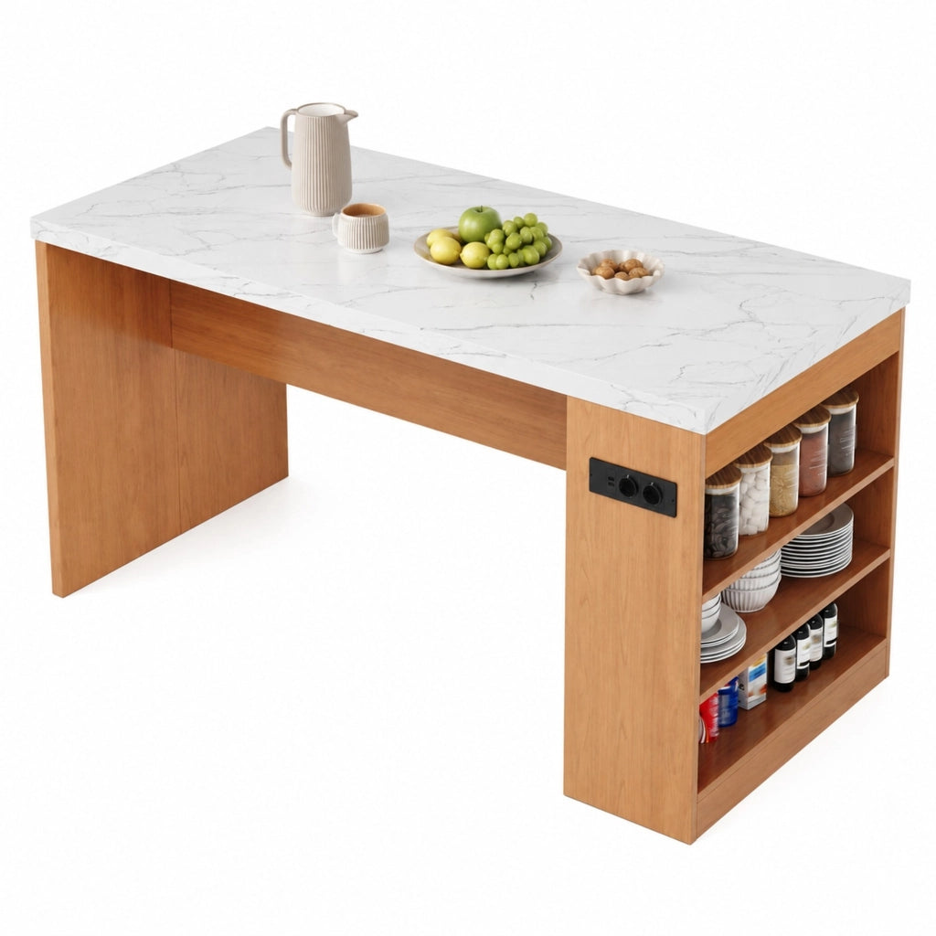 Mobile contenitore con 3 vani; LED e prese USB - per cucina - in MDF - 155×80×90 cm