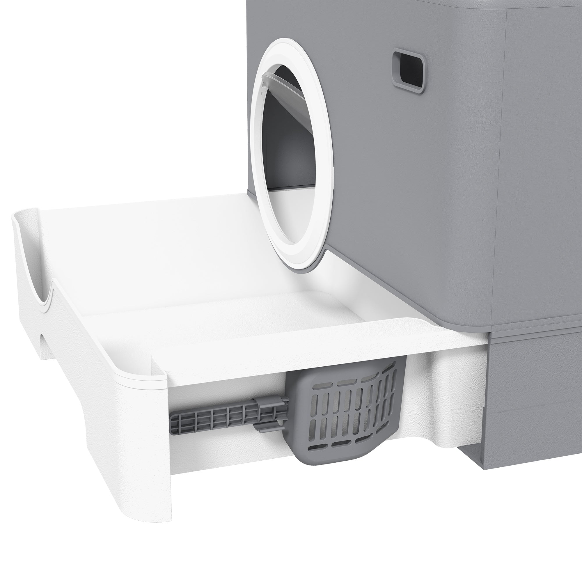 Lettiera per Gatti con Coperchio Doppio Ingresso 52x41x38.5cm e Vassoio Estraibile Grigio