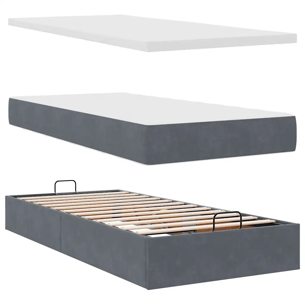 Struttura Letto Pouf con Materassi 90x190 cm in Velluto 3313584
