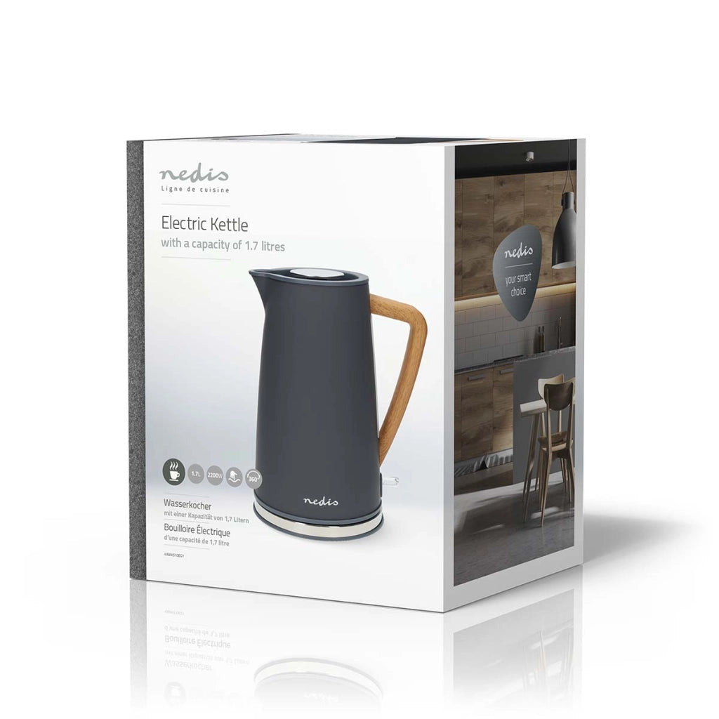 Bollitore elettrico Soft Touch da 1,7 l 2200 W con regolatore Strix Grigio Nedis