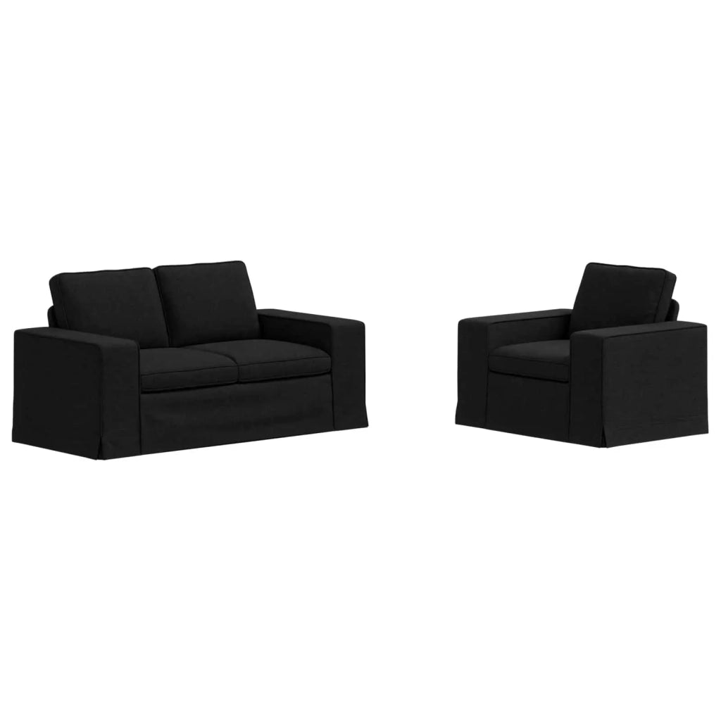 Set di divani 2 pcs Nero 162 x 80 x 82 cm Tessuto