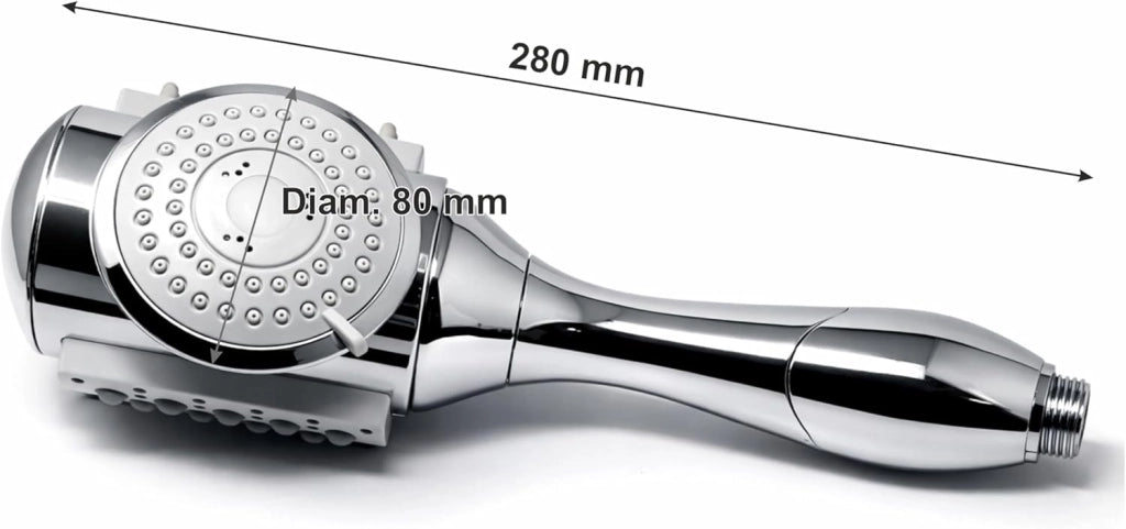 Doccetta multifunzione 4 in 1 con testa girevole, abs cromato ed erogatori anticalcare
