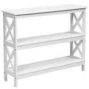 Tavolo consolle in legno MDF 100 x 33 x 80 cm con ripiano aperto stile rustico industriale finitura bianca 20_0018729