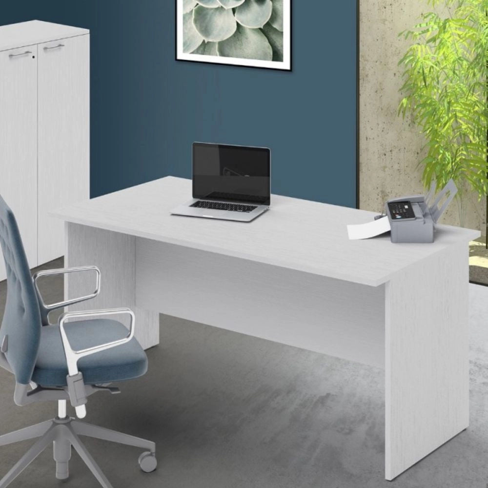 Scrivania per ufficio 160x80x74H bianco frassinato Ibisco – Made in Italy