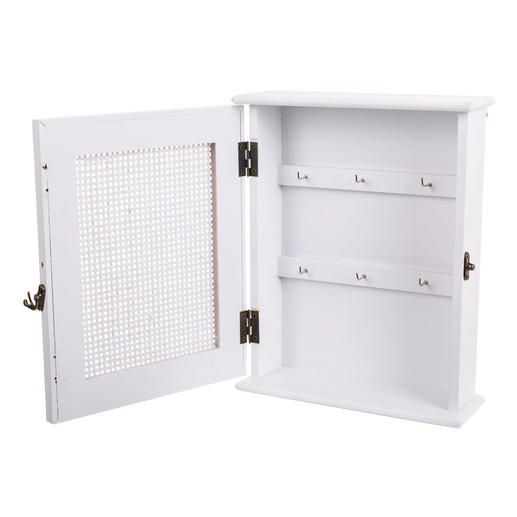 Scatola chiavi legno griglia bianca 24x7.5x30h cm