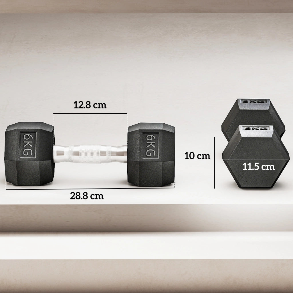Manubri Esagonali 6kg Antiscivolo ¨C zephmum ¨C Nero, Gomma