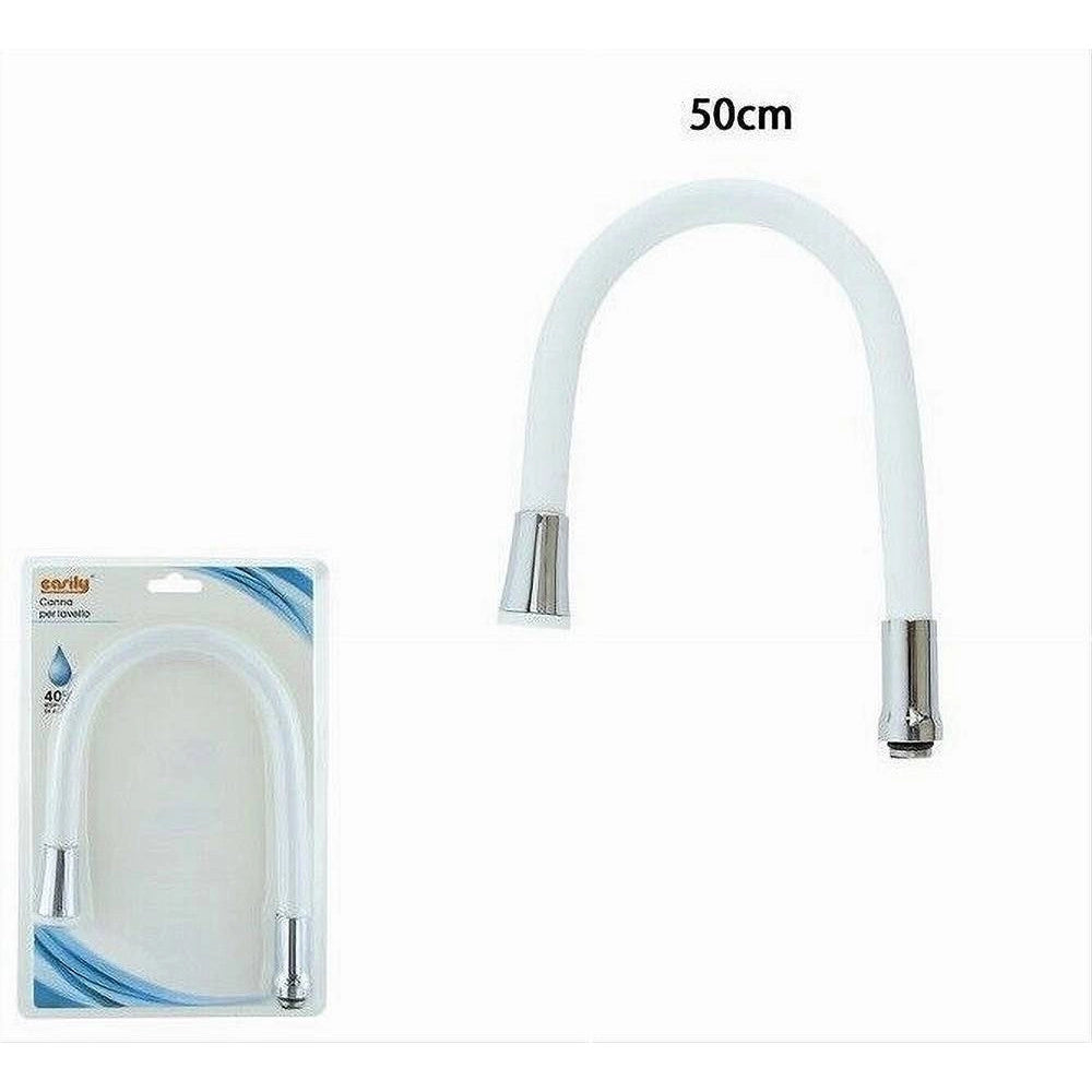Trade Shop - Canna Ricambio Miscelatore Rubinetto Lavello Cucina Flessibile Bianco 50cm 87502 -