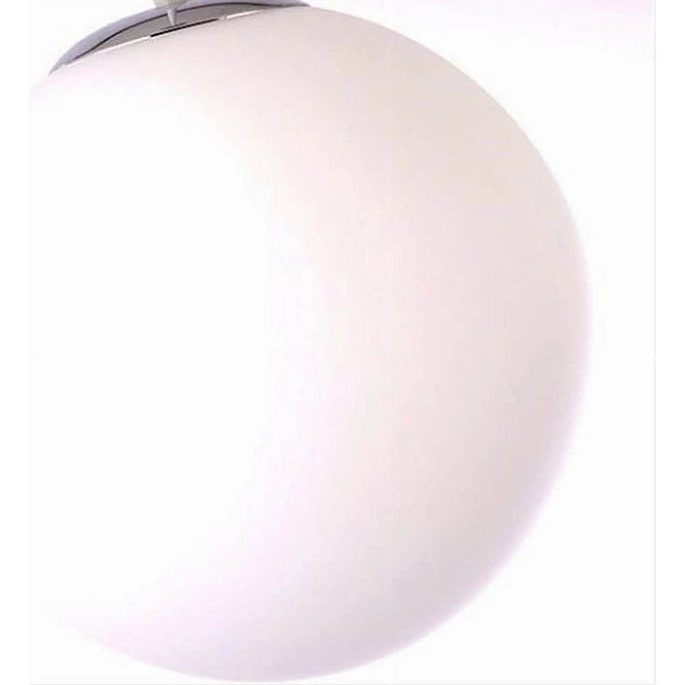 Trade Shop - Lampadario A Sospensione Argento Con Sfera Vetro Bianco Attacco E27 Minimal 33511 -
