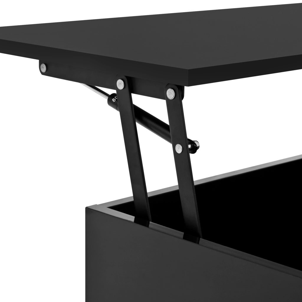 Tavolino da caffè elevabile nero con LED Bluetooth, cassetto e piano 78×78 cm
