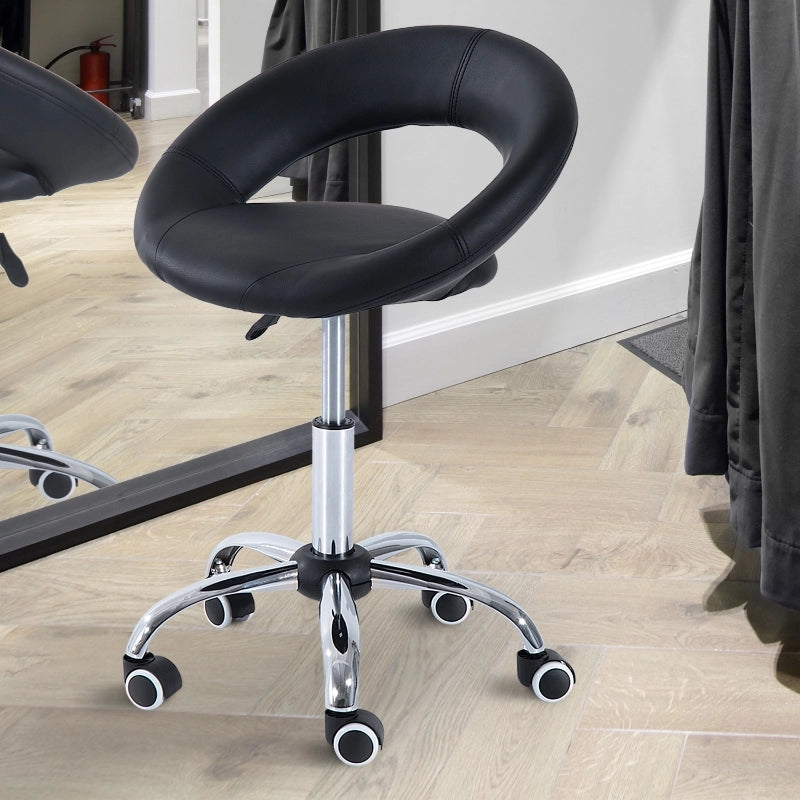 SGABELLO GIREVOLE REGOLABILE IN ALTEZZA 50x54x(66-78) cm PU Nero