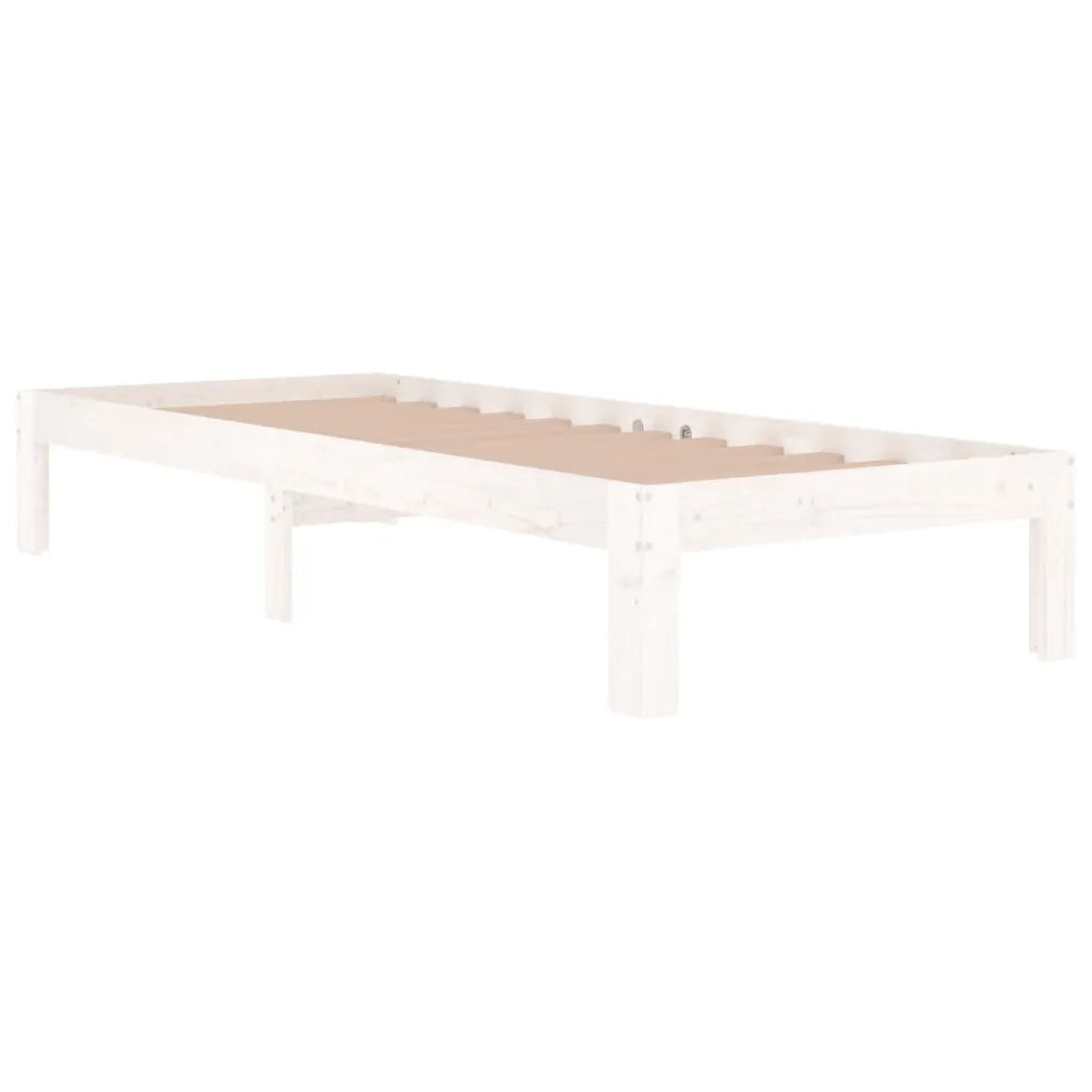 Letto singolo | Letto per adulti | Giroletto Bianco in Legno Massello 75x190 cm Small Single
