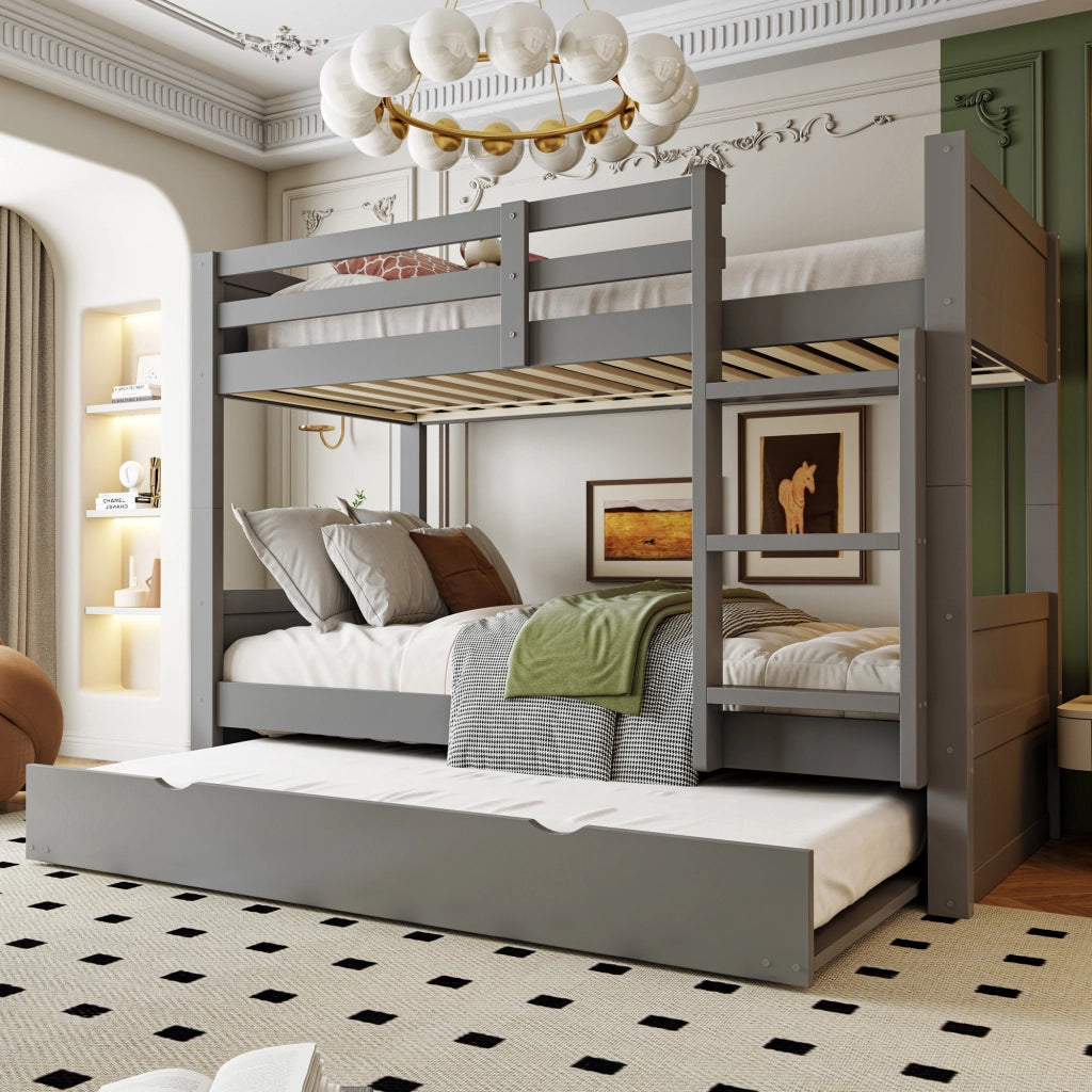 LETTO A CASTELLO 90x200 cm CON RETRATTILE IN LEGNO GRIGIO