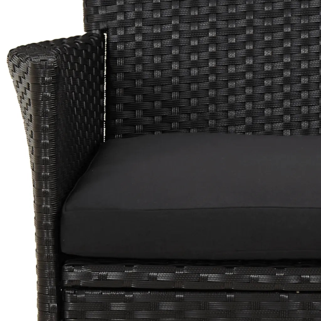 Set da Pranzo da Giardino 9 pz con Cuscini Nero in Polyrattan 3187329