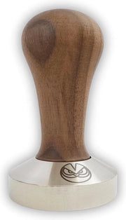 Tamponatore espresso da 585 mm per filtro IMS Competition - fondo piatto in legno di noce e acciaio inossidabile