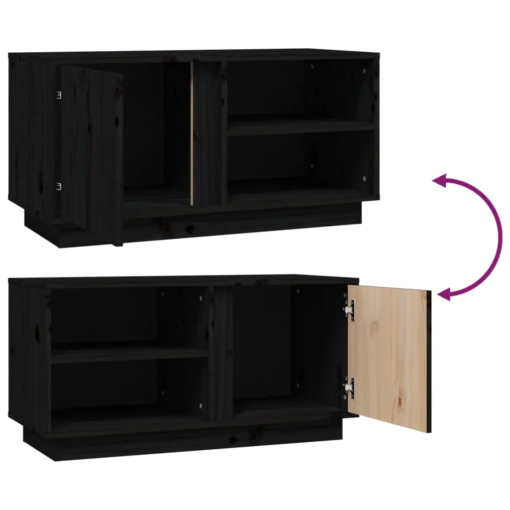 Mobile TV multimediale scaffale TV credenza mobile TV sala da pranzo soggiorno camera da letto 80 x 35 x 40,5 cm legno di pino massiccio nero 02_0026281