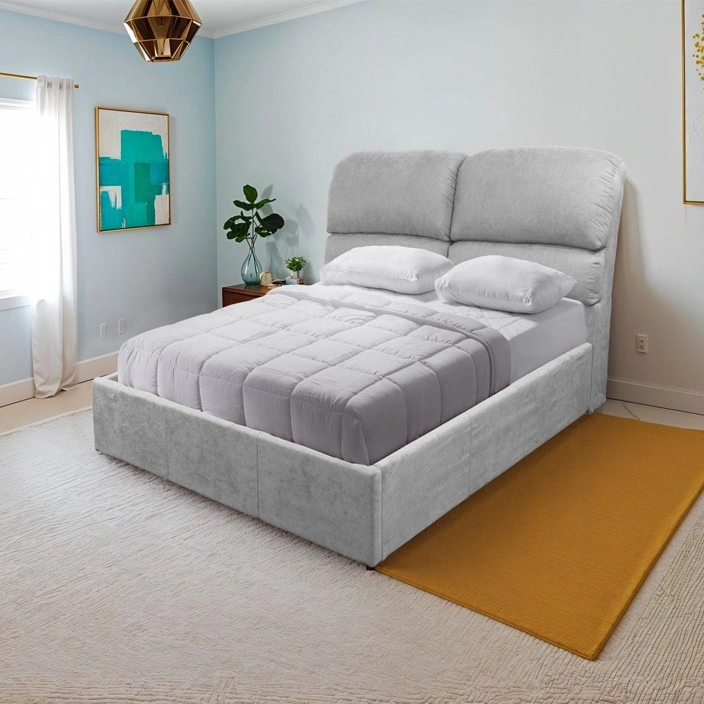 Letto una piazza e mezza contenitore Sofaback in tessuto grigio chiaro 178x222x120H