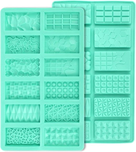 Silicati Chocolatini con 12 Forme per Mini-Repliche di Cioccolato - Fondo Profondo - Smalto Antiscorrosivo - Set a 2 Pezzi.