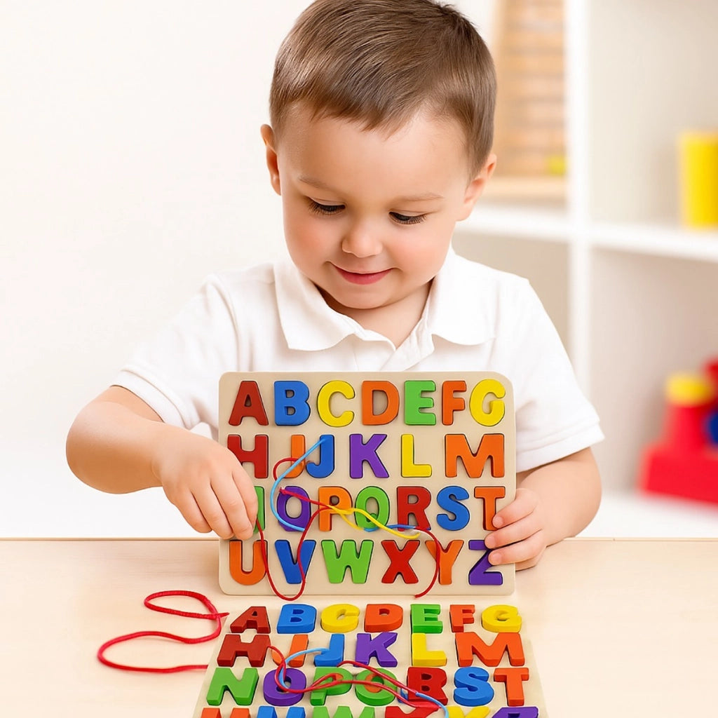 GIOCO EDUCATIVO IN LEGNO CON LETTERE MAIUSCOLE COLORATE BAMBINI MONTESSORI 74465