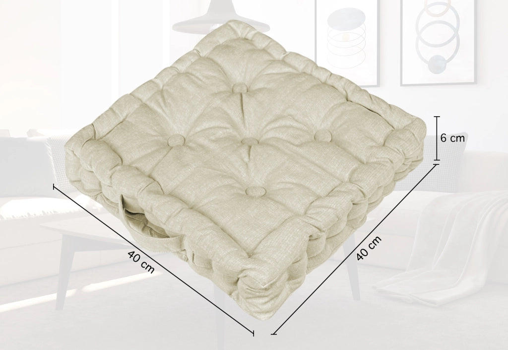 6 Pezzi Cuscini Sedia Quadrati Alti Mattonella Trapuntati 40x40 Cm Altezza 6 Cm Cuscino Spesso Cucina Interno Esterno Coprisedia Cuscino Da Pavimento Con Maniglia  Beige Melange