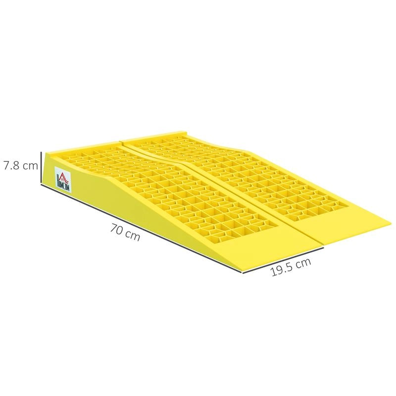 SET 2 RAMPE DI CARICO IN PLASTICA PER AUTO CON CAPACITÓ 3 TONNELLATE E SUPERFICIE ANTISCIVOLO, GIALLO
