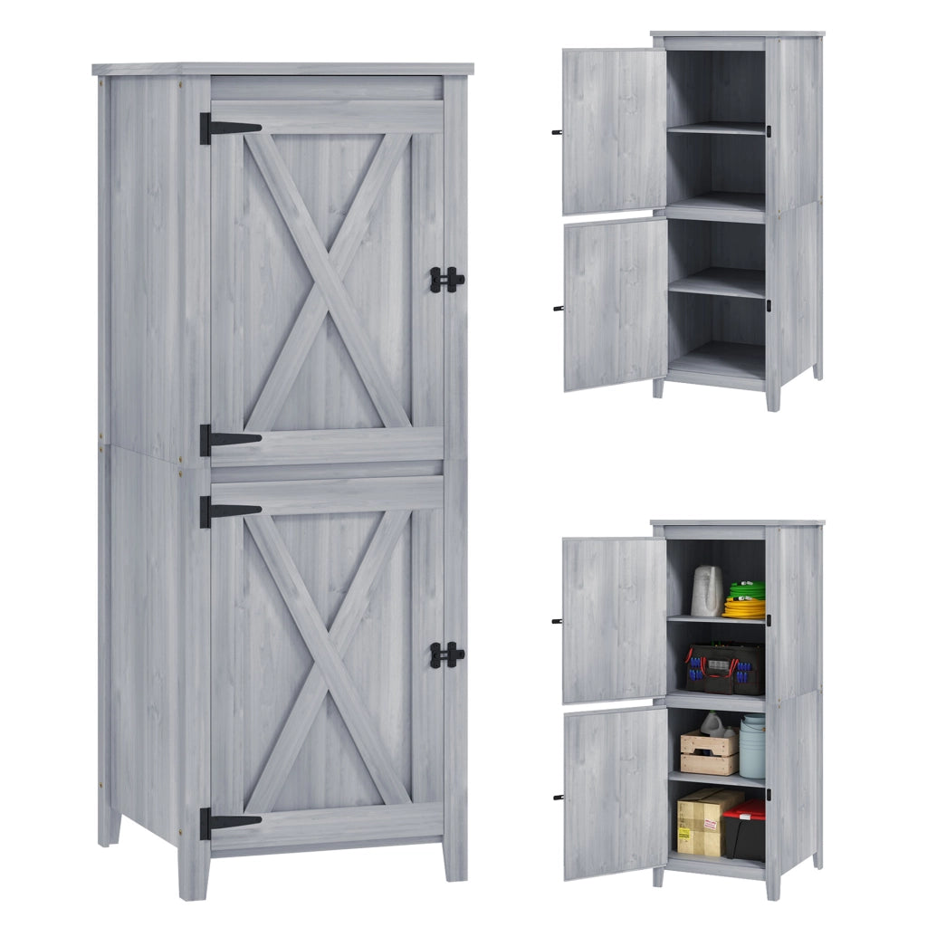 Armadio da giardino in legno con ripiani staccabili ¨C zephmum ¨C grigio chiaro 60x60x160 cm