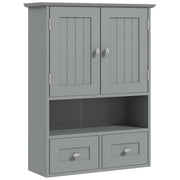 Mobiletto da Bagno Sospeso con Ante e Cassetti ¨C Zephmum ¨C Grigio 50.8x17.8x66 cm
