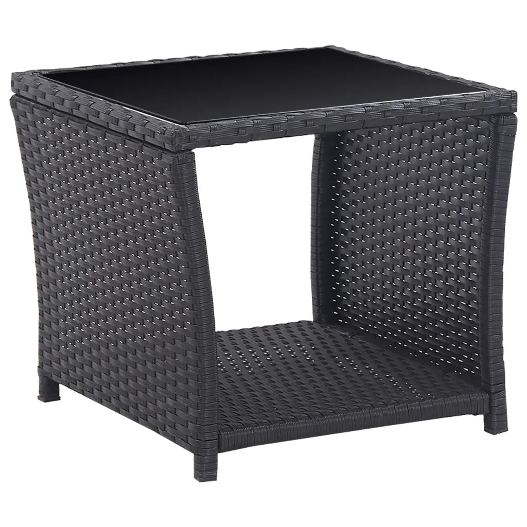 Set da Bistrot 3 pz con Cuscini in Polyrattan Nero 46067