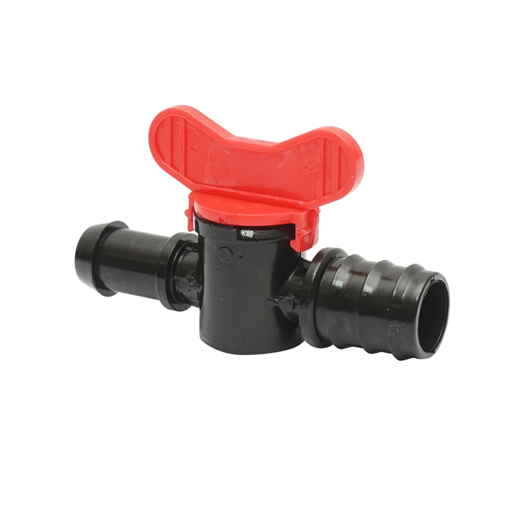 Rubinetto per tubo di gocciolamento D20x25mm per sistemi di irrigazione.